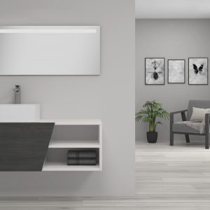 Pack CANNES + lavabo + espejo LED - Azabache, 100