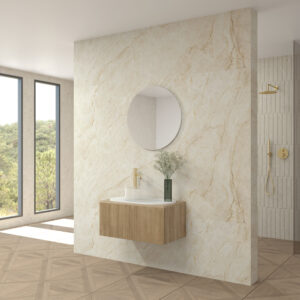 Pack LÉMAN + plan de travail Dekton + vasque + miroir circulaire