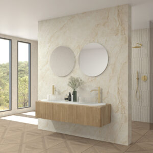 Pack LÉMAN + encimera dekton+ lavabo + espejo circular - Bardolino - alcatraz, 160.00