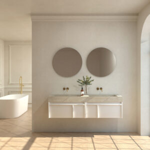 Ensemble d'accessoires BALI SETÊ: porte-serviettes + porte-papier toilette + cintre double - Blanco mate - Dekton marmorio, 160,00