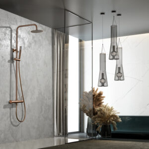 Ensemble de douche TENERIFE  levier unique, finition or rose bross