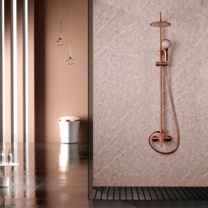 Ensemble de douche monocommande Formentera, finition or rose bross