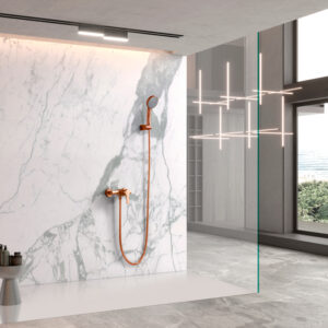 Ensemble de douche monocommande Formentera, finition or rose bross