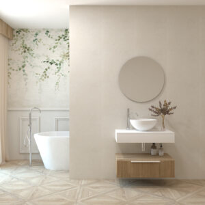 Pack CLERMONT + lavabo + miroir circulaire