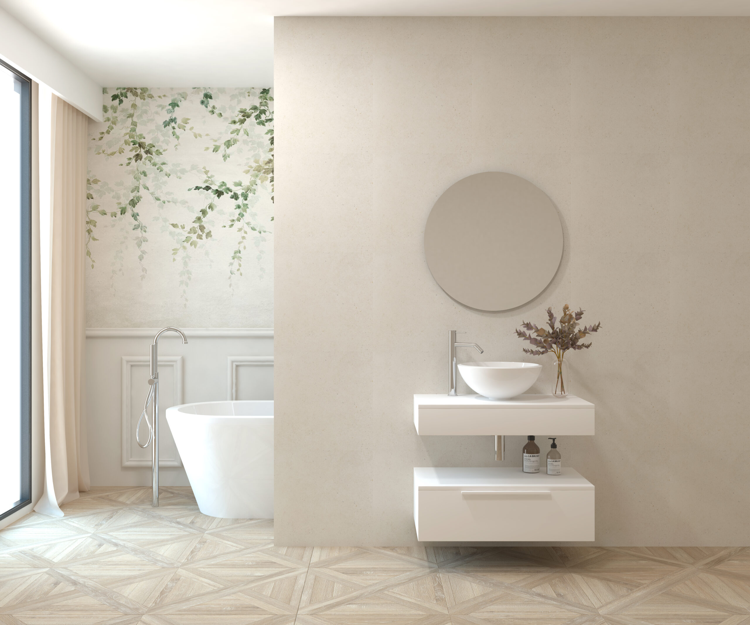 Pack CLERMONT + lavabo + espejo circular