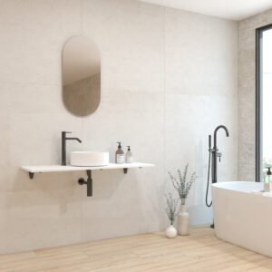 Pack BASSIN + lavabo + espejo cápsula - Blanco mate, 120.00