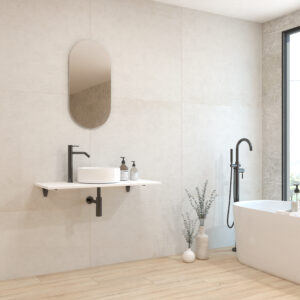 Pack BASSIN + lavabo + espejo cápsula - Blanco mate, 100.00