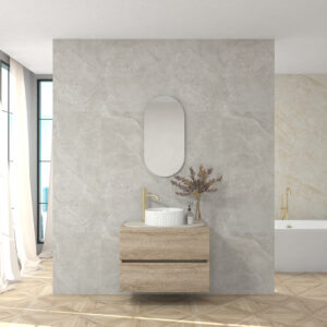 Pack LAUSANNE + plan de travail Dekton + lavabo strié + miroir capsule